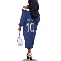 Custom Haiti National Football Off The Shoulder Long Sleeve Dress Haiti Emblems Motif - Wonder Print Shop