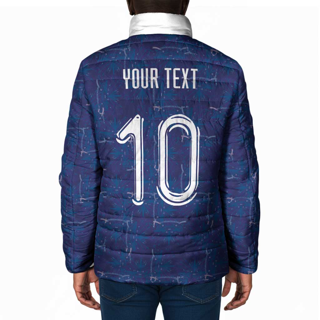 Custom Haiti National Football Padded Jacket Haiti Emblems Motif - Wonder Print Shop