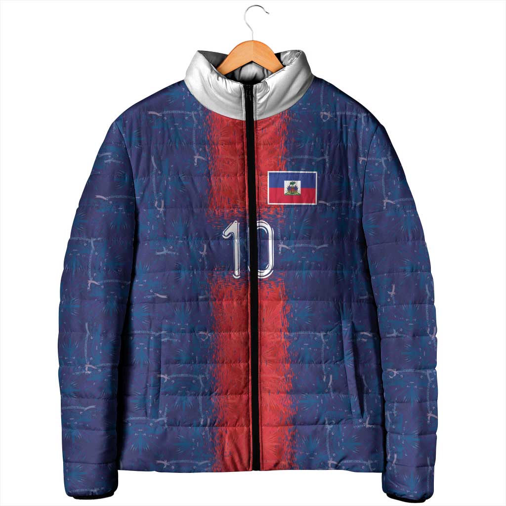 Custom Haiti National Football Padded Jacket Haiti Emblems Motif - Wonder Print Shop