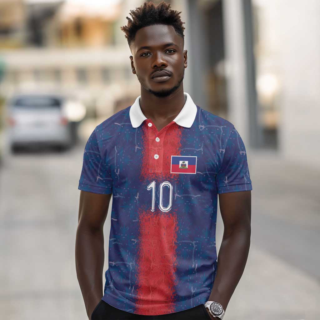 Custom Haiti National Football Polo Shirt Haiti Emblems Motif - Wonder Print Shop