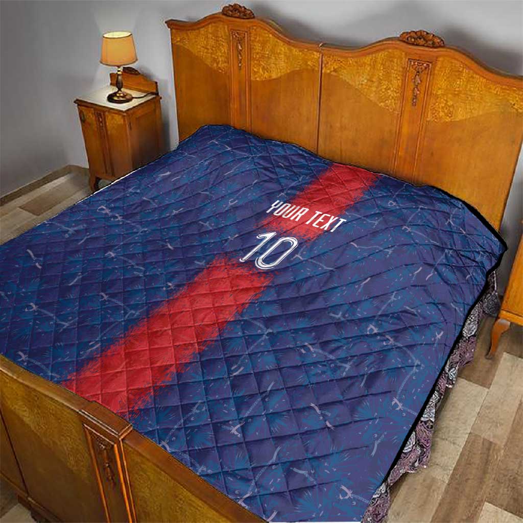 Custom Haiti National Football Quilt Haiti Emblems Motif - Wonder Print Shop