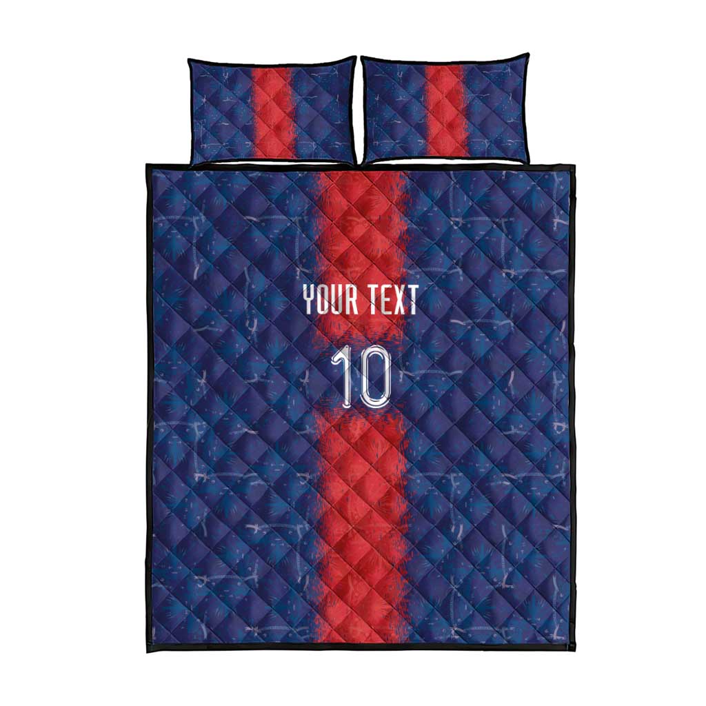 Custom Haiti National Football Quilt Bed Set Haiti Emblems Motif - Wonder Print Shop