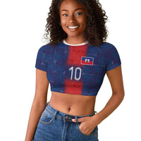 Custom Haiti National Football Raglan Cropped T shirt Haiti Emblems Motif - Wonder Print Shop