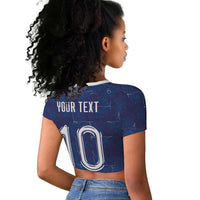 Custom Haiti National Football Raglan Cropped T shirt Haiti Emblems Motif - Wonder Print Shop