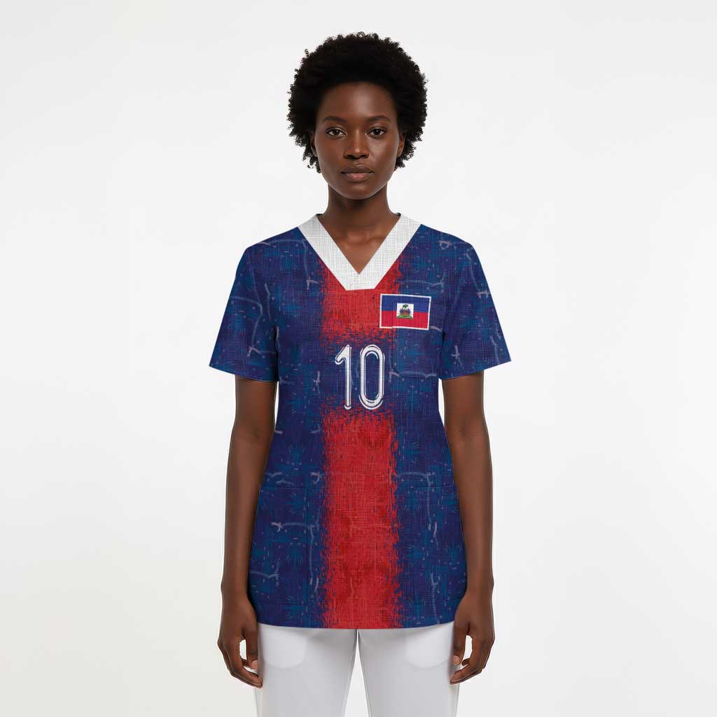 Custom Haiti National Football Scrub Top Haiti Emblems Motif - Wonder Print Shop