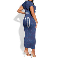 Custom Haiti National Football Short Sleeve Bodycon Dress Haiti Emblems Motif - Wonder Print Shop
