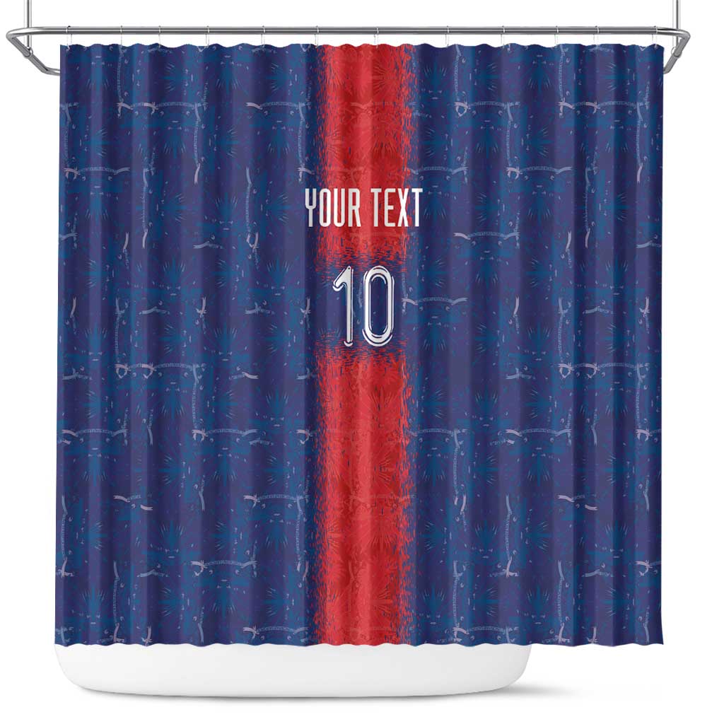 Custom Haiti National Football Shower Curtain Haiti Emblems Motif - Wonder Print Shop