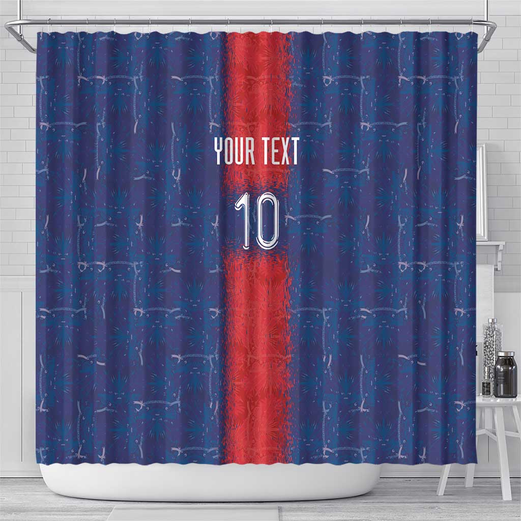 Custom Haiti National Football Shower Curtain Haiti Emblems Motif - Wonder Print Shop