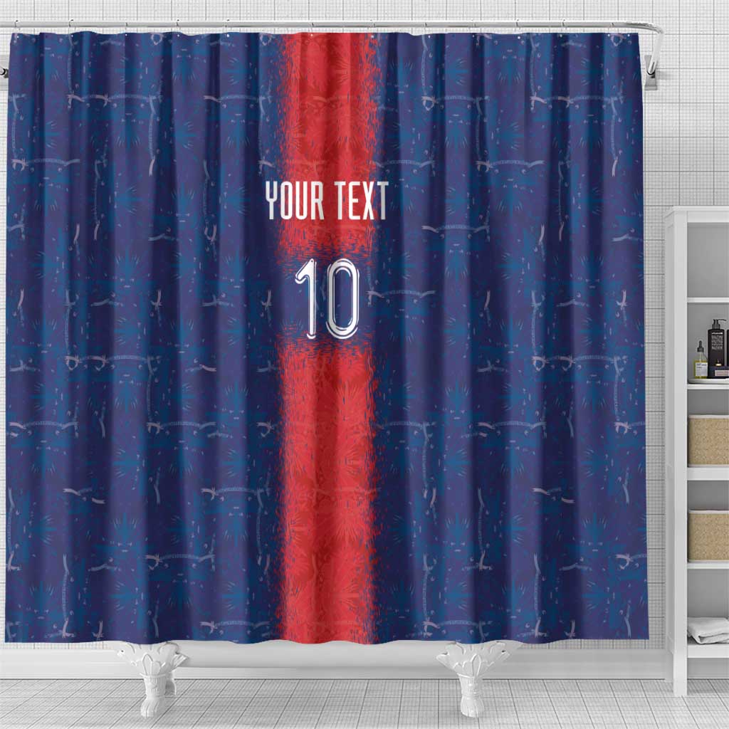 Custom Haiti National Football Shower Curtain Haiti Emblems Motif - Wonder Print Shop