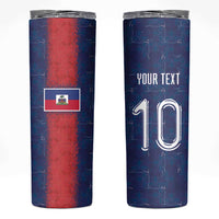 Custom Haiti National Football Skinny Tumbler Haiti Emblems Motif - Wonder Print Shop