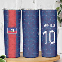 Custom Haiti National Football Skinny Tumbler Haiti Emblems Motif - Wonder Print Shop