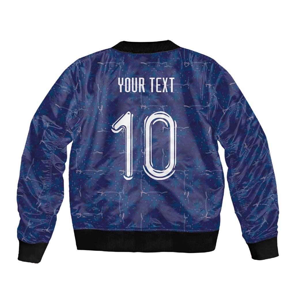 Custom Haiti National Football Sleeve Zip Bomber Jacket Haiti Emblems Motif - Wonder Print Shop