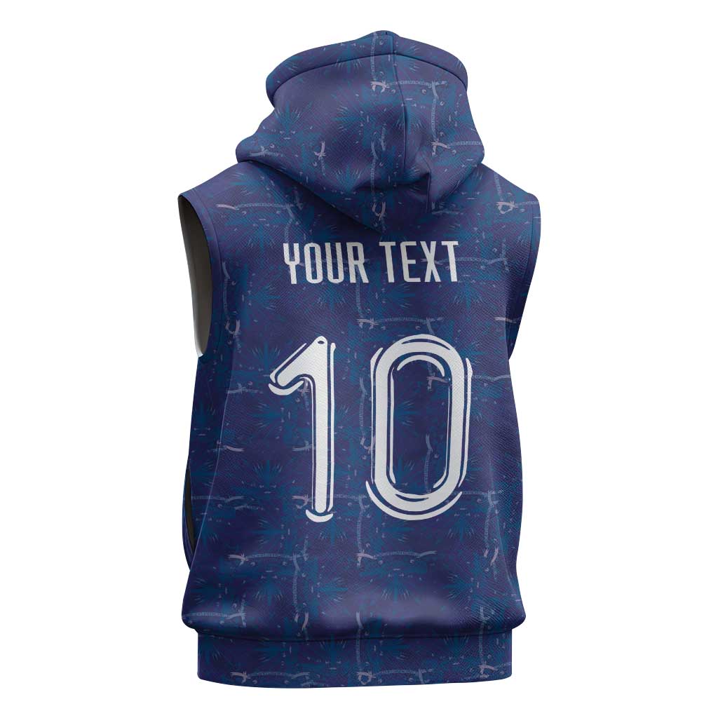 Custom Haiti National Football Sleeveless Hoodie Haiti Emblems Motif - Wonder Print Shop
