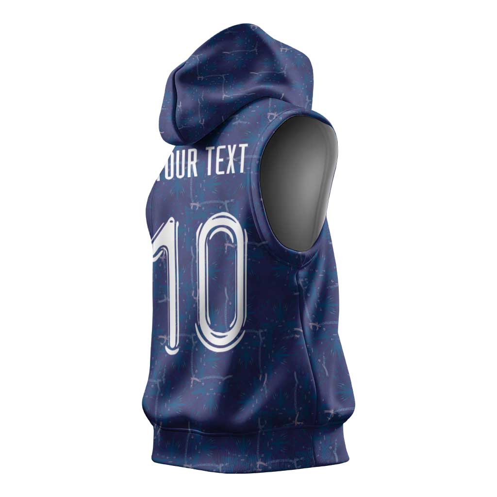 Custom Haiti National Football Sleeveless Hoodie Haiti Emblems Motif - Wonder Print Shop