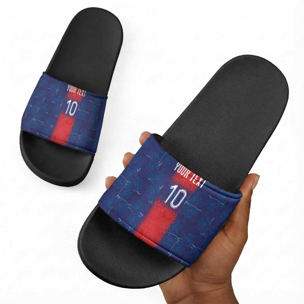 Custom Haiti National Football Slide Sandals Haiti Emblems Motif - Wonder Print Shop