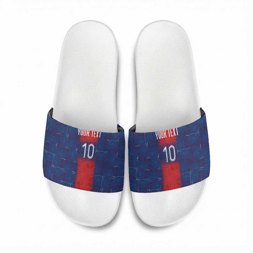 Custom Haiti National Football Slide Sandals Haiti Emblems Motif - Wonder Print Shop