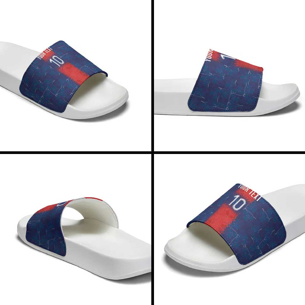 Custom Haiti National Football Slide Sandals Haiti Emblems Motif - Wonder Print Shop