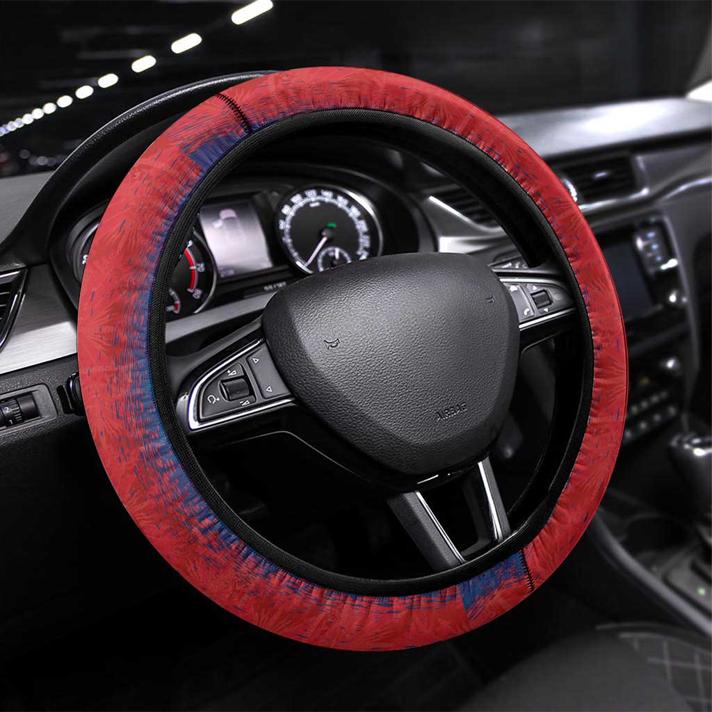 Haiti National Football Steering Wheel Cover Haiti Emblems Motif - Wonder Print Shop