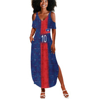 Custom Haiti National Football Summer Maxi Dress Haiti Emblems Motif - Wonder Print Shop
