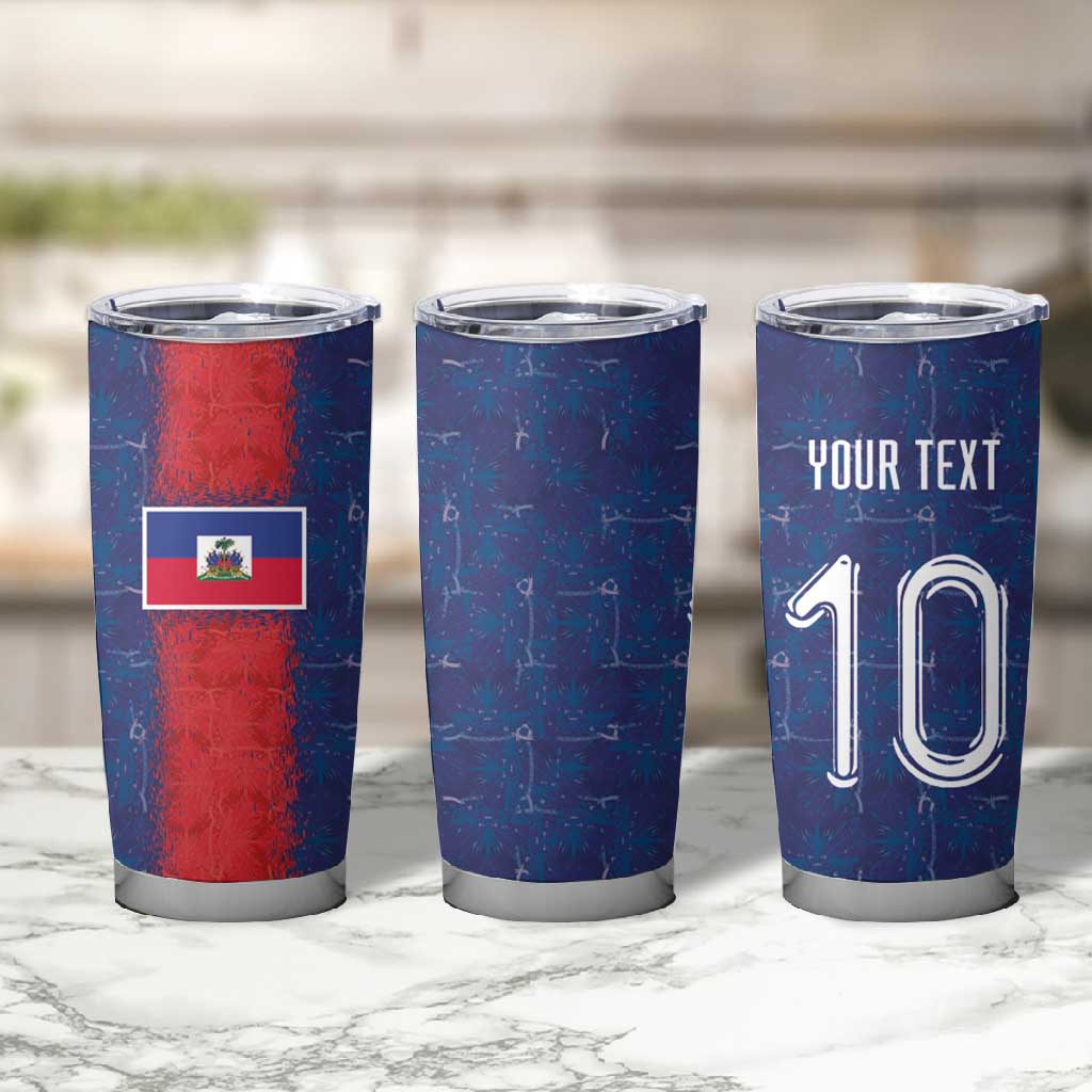 Custom Haiti National Football Tumbler Cup Haiti Emblems Motif - Wonder Print Shop