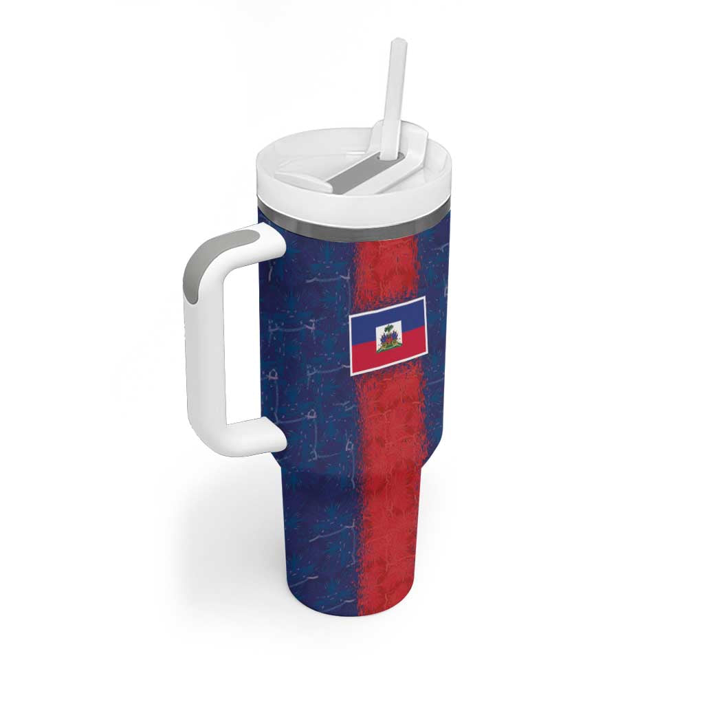 Custom Haiti National Football Tumbler With Handle Haiti Emblems Motif - Wonder Print Shop