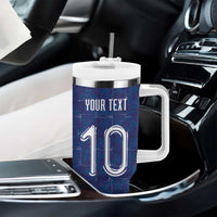 Custom Haiti National Football Tumbler With Handle Haiti Emblems Motif - Wonder Print Shop