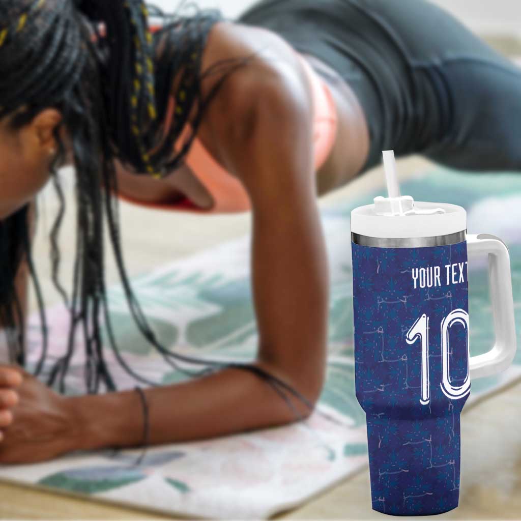 Custom Haiti National Football Tumbler With Handle Haiti Emblems Motif - Wonder Print Shop