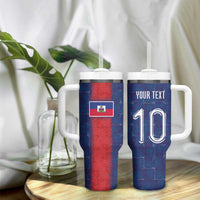 Custom Haiti National Football Tumbler With Handle Haiti Emblems Motif - Wonder Print Shop