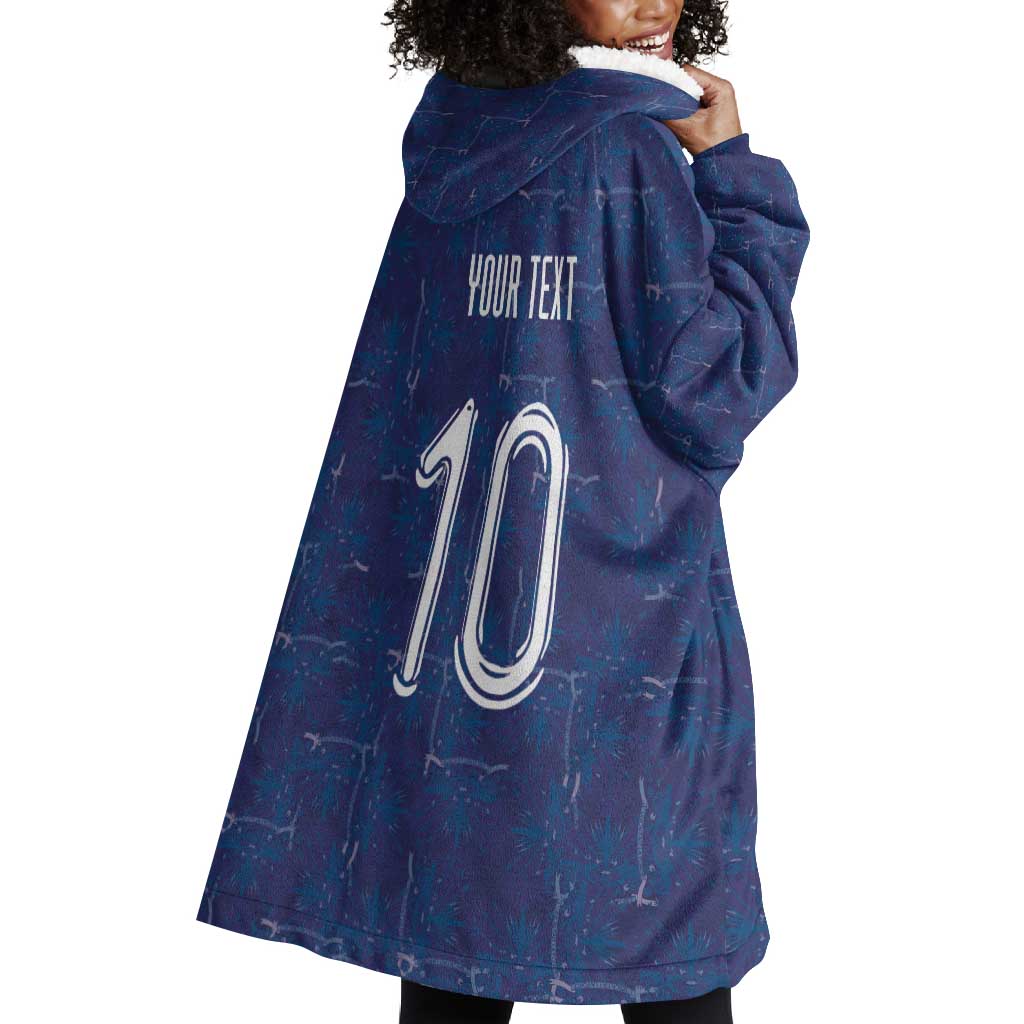 Custom Haiti National Football Wearable Blanket Hoodie Haiti Emblems Motif - Wonder Print Shop