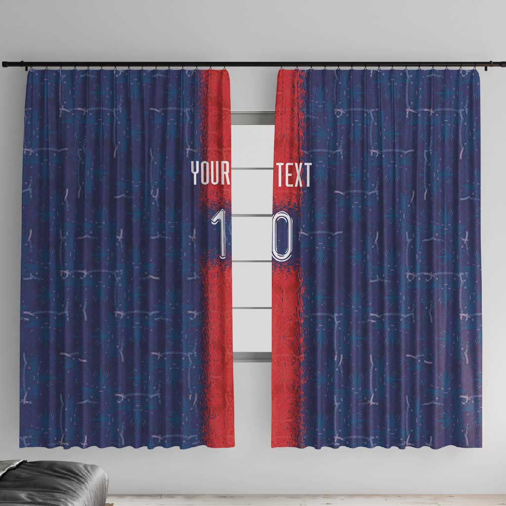 Custom Haiti National Football Window Curtain Haiti Emblems Motif - Wonder Print Shop