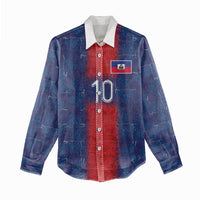 Custom Haiti National Football Women Casual Shirt Haiti Emblems Motif - Wonder Print Shop