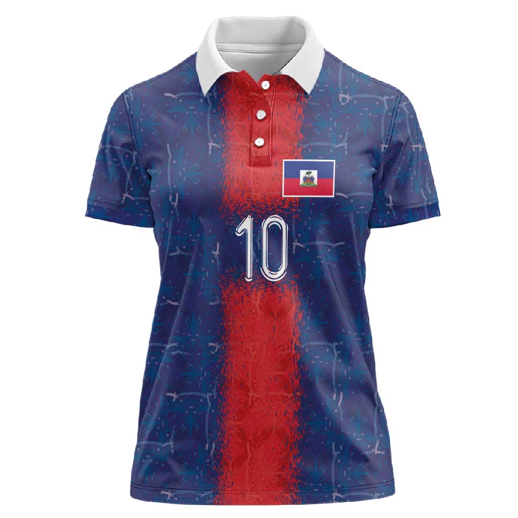 Custom Haiti National Football Women Polo Shirt Haiti Emblems Motif - Wonder Print Shop