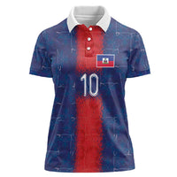 Custom Haiti National Football Women Polo Shirt Haiti Emblems Motif - Wonder Print Shop