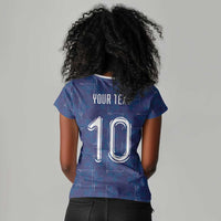 Custom Haiti National Football Women V-Neck T-Shirt Haiti Emblems Motif - Wonder Print Shop