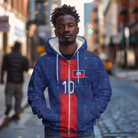 Custom Haiti National Football Zip Hoodie Haiti Emblems Motif - Wonder Print Shop