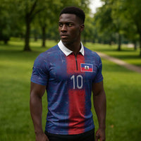 Custom Haiti National Football Zipper Polo Shirt Haiti Emblems Motif - Wonder Print Shop