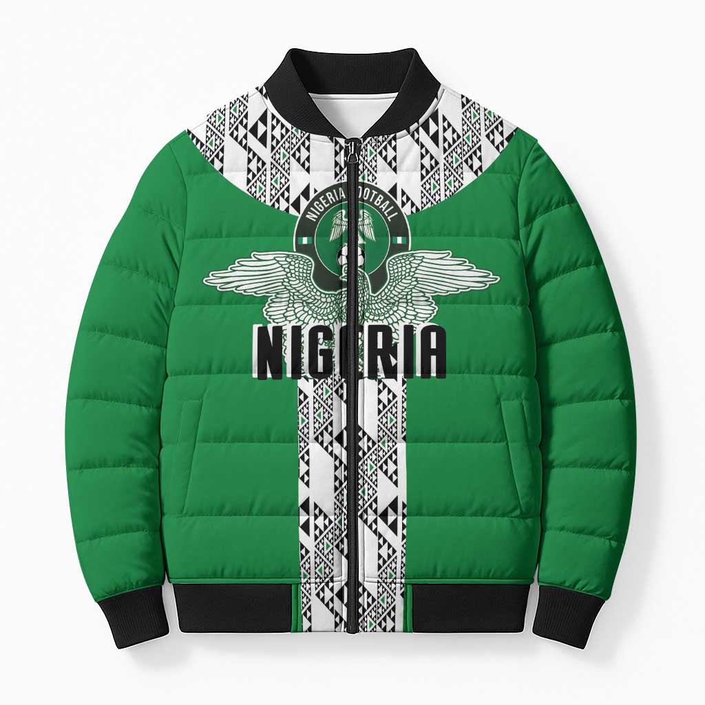 Custom Nigeria National Football Bomber Puffer Jacket Inspired Retro Style - Wonder Print Shop