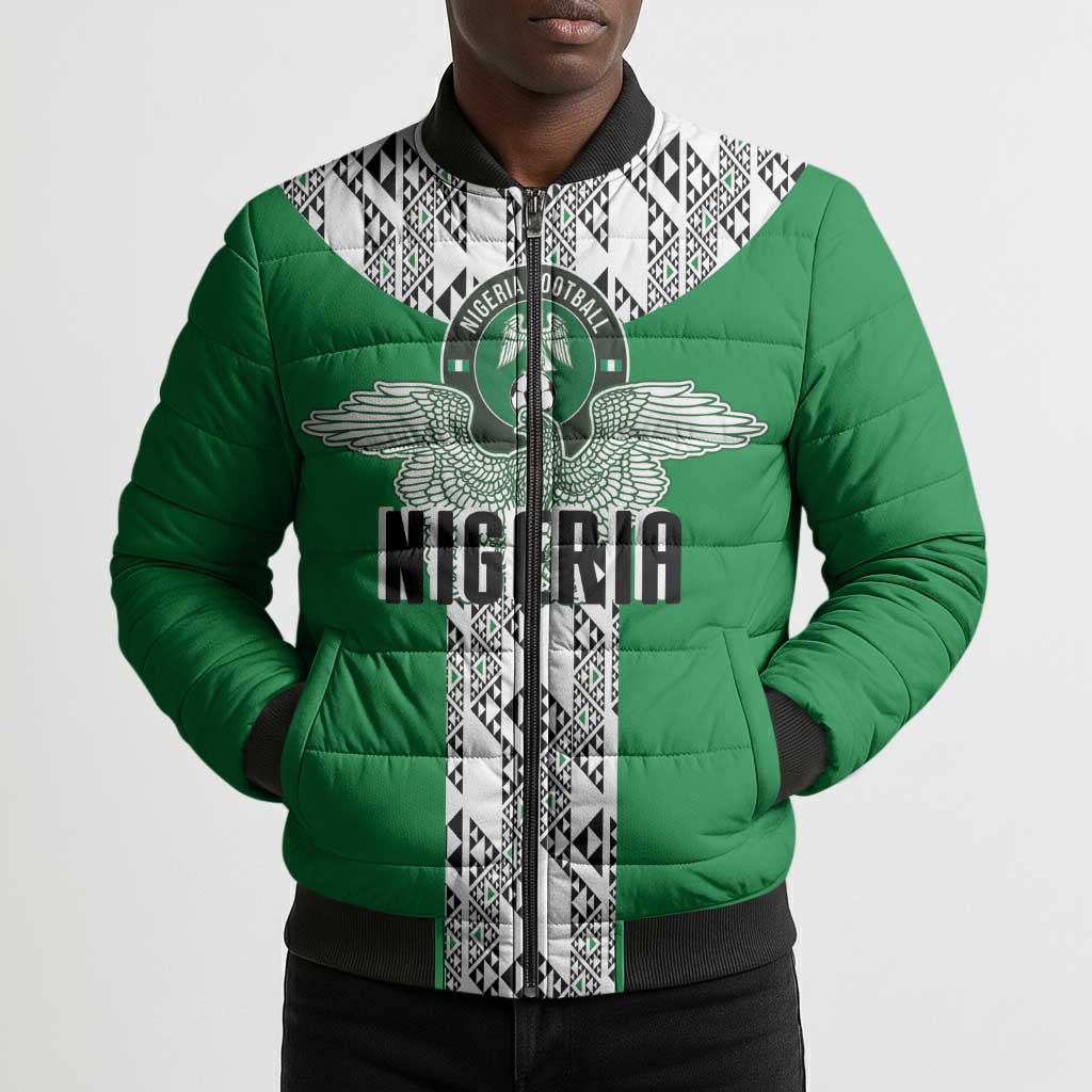 Custom Nigeria National Football Bomber Puffer Jacket Inspired Retro Style - Wonder Print Shop