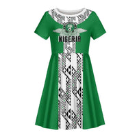 Custom Nigeria National Football Kid Short Sleeve Dress Inspired Retro Style - Wonder Print Shop