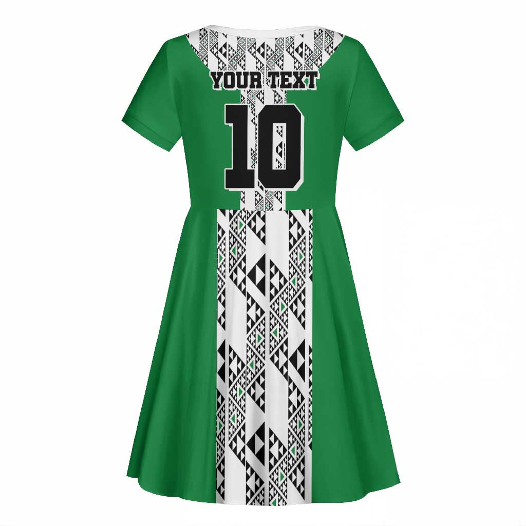 Custom Nigeria National Football Kid Short Sleeve Dress Inspired Retro Style - Wonder Print Shop