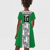 Custom Nigeria National Football Kid Short Sleeve Dress Inspired Retro Style - Wonder Print Shop