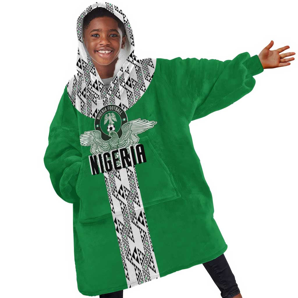 Custom Nigeria National Football Kid Wearable Blanket Hoodie Inspired Retro Style - Wonder Print Shop
