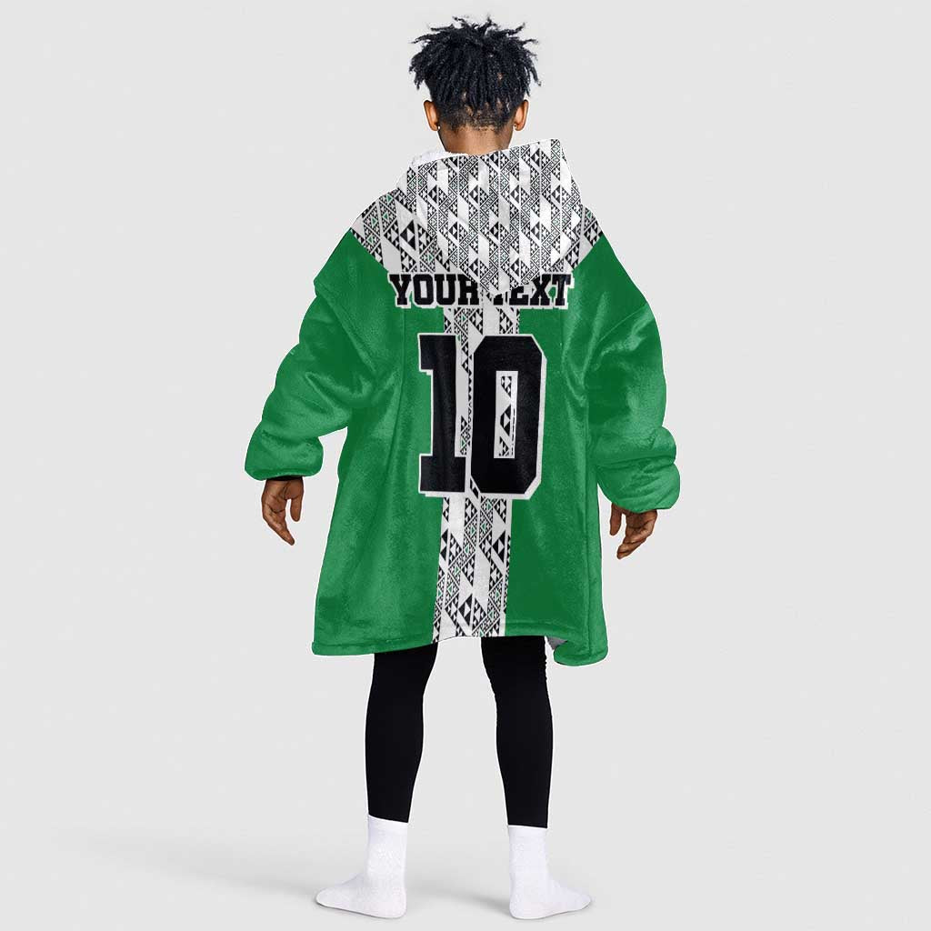 Custom Nigeria National Football Kid Wearable Blanket Hoodie Inspired Retro Style - Wonder Print Shop