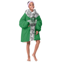 Custom Nigeria National Football Kid Wearable Blanket Hoodie Inspired Retro Style - Wonder Print Shop