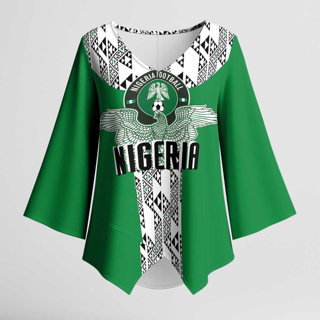 Custom Nigeria National Football Kimono Sleeve Blouse Inspired Retro Style - Wonder Print Shop