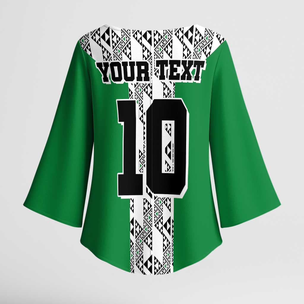 Custom Nigeria National Football Kimono Sleeve Blouse Inspired Retro Style - Wonder Print Shop