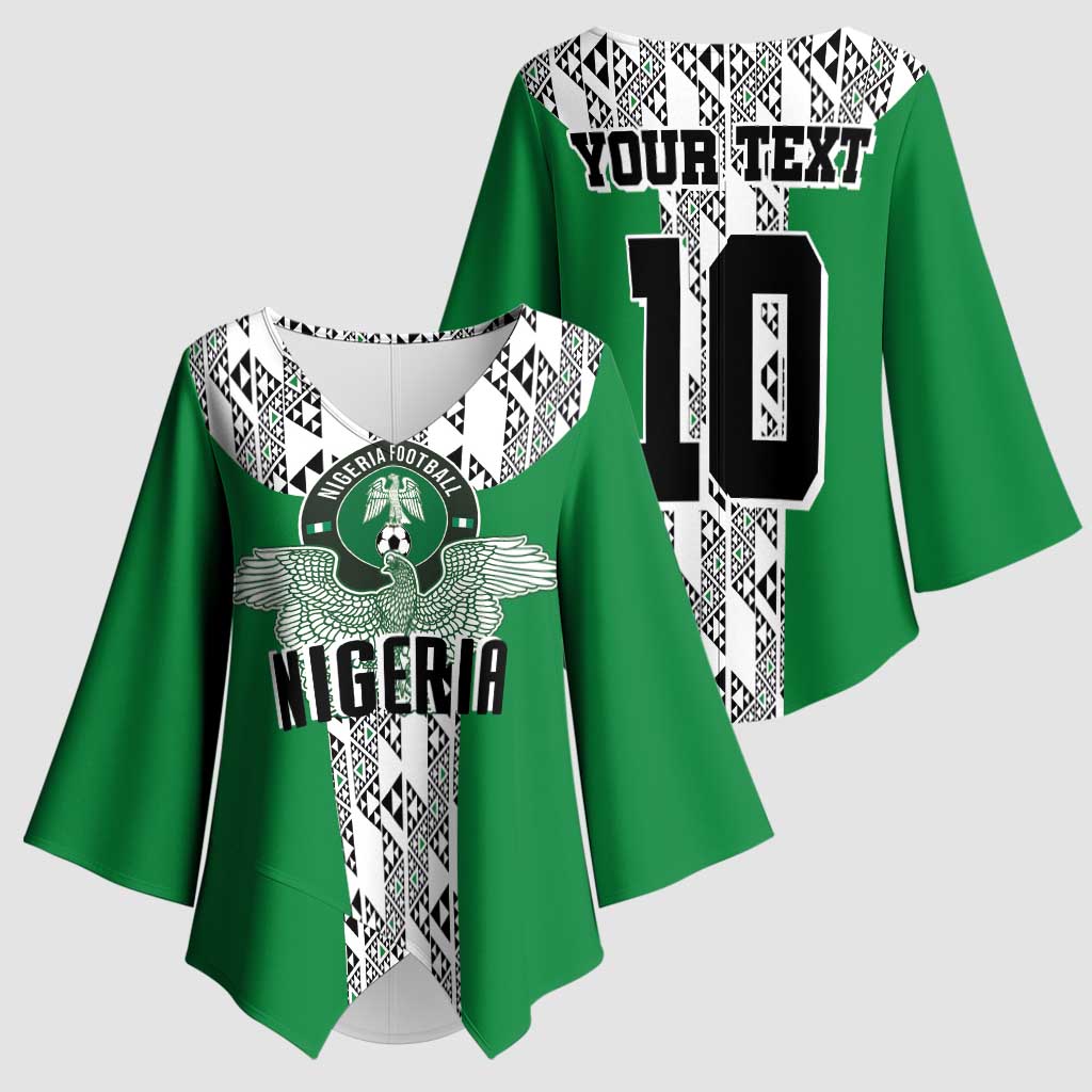 Custom Nigeria National Football Kimono Sleeve Blouse Inspired Retro Style - Wonder Print Shop