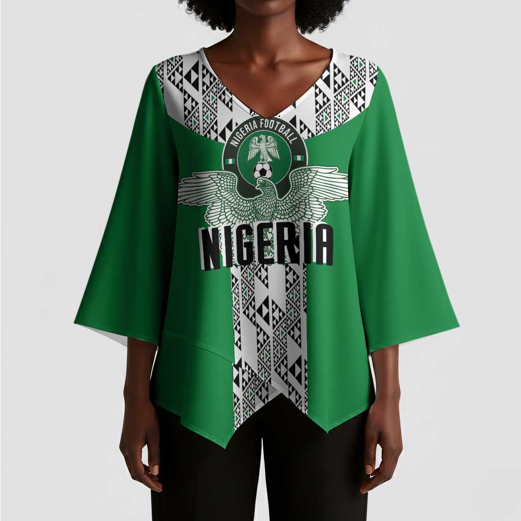 Custom Nigeria National Football Kimono Sleeve Blouse Inspired Retro Style - Wonder Print Shop