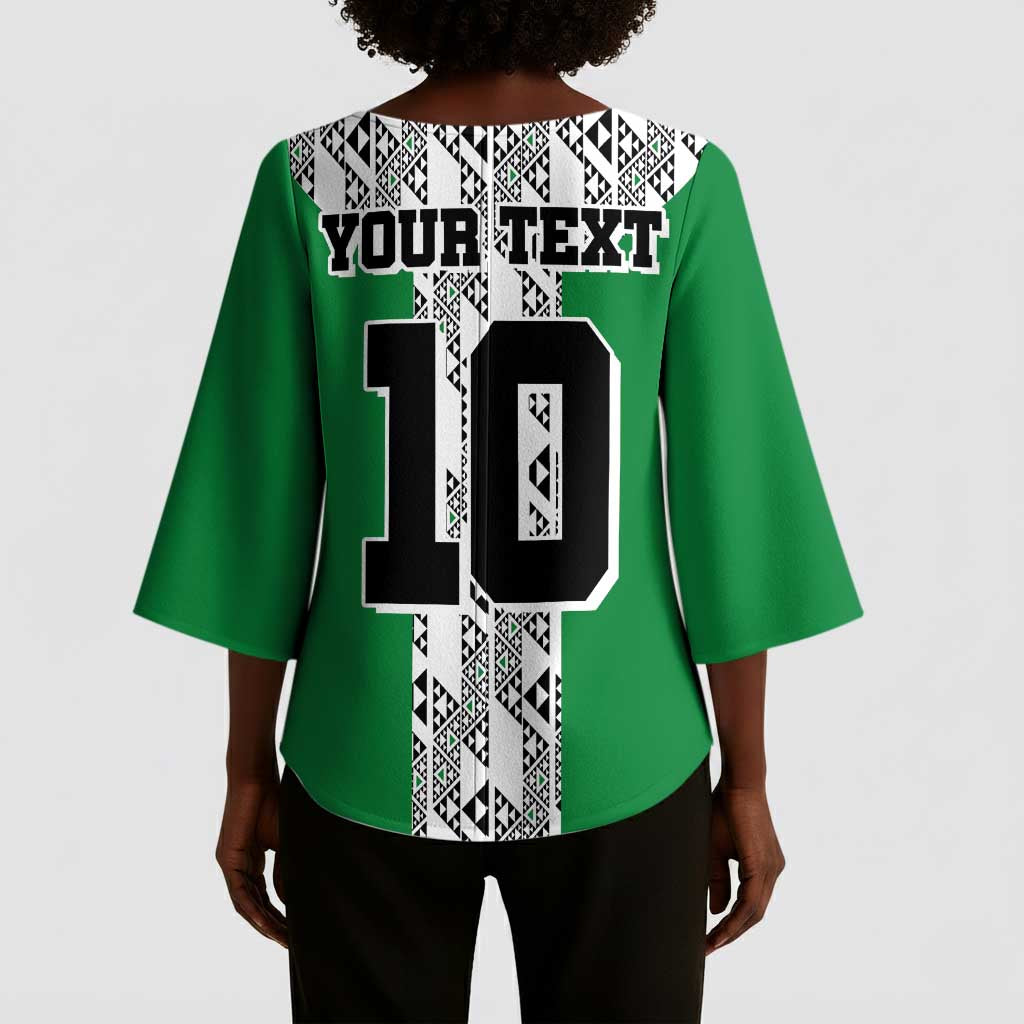 Custom Nigeria National Football Kimono Sleeve Blouse Inspired Retro Style - Wonder Print Shop