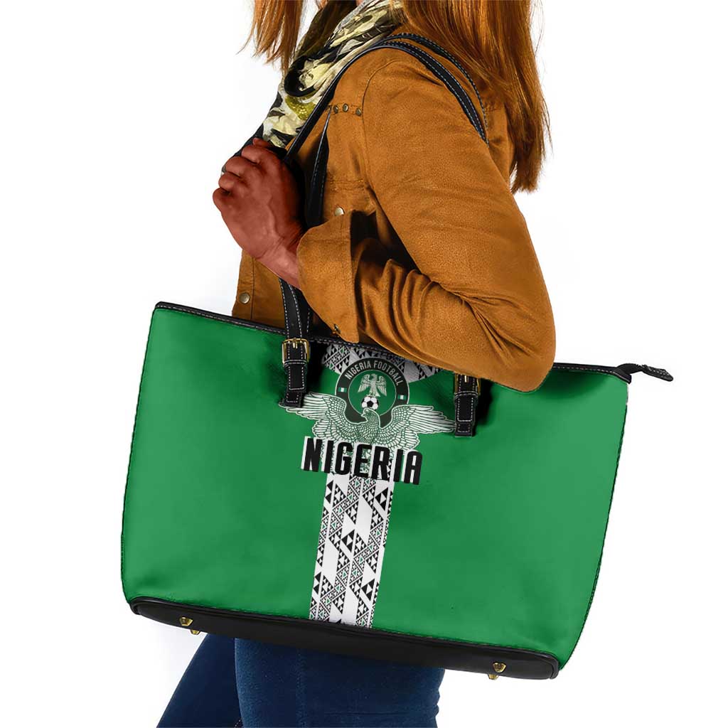 Nigeria National Football Leather Tote Bag Inspired Retro Style - Wonder Print Shop
